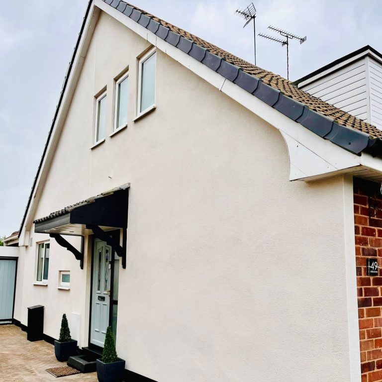 End gable wall rendered in monocouche render